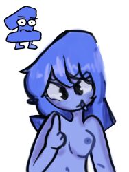 bad_tag battle_for_dream_island bfdi blue_hair breasts nipples non-web_source object_shows one_(bfdi) small_breasts x_finds_out_his_value