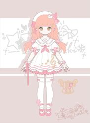 1girl ankle_flower artist_request beret blunt_bangs bow bow_legwear braid brown_background brown_eyes cat_hair_ornament chinese_commentary closed_mouth collarbone commentary_request commission dress eyelashes floral_print_sleeve_cuffs flower footwear_flower fortissimo frilled_dress frilled_sailor_collar frilled_sleeves frilled_thigh_strap frilled_wrist_cuffs frills full_body hair_bow hair_flower hair_ornament hairclip happy harp hat highres instrument long_hair low_twin_braids mary_janes musical_note musical_note_hair_ornament musical_note_print neckerchief nikki_(nikki) nikki_(series) pink_bow pink_flower pink_hair pink_neckerchief pink_shoes pink_wrist_cuffs puffy_short_sleeves puffy_sleeves sailor_collar second-party_source shadow shoes short_dress short_sleeves sidelocks signature sleeve_bow smile solo standing straight-on tareme thigh_strap thighhighs twin_braids two-tone_background white_background white_dress white_hat white_sailor_collar white_thighhighs wrist_bow wrist_cuffs wrist_flower zettai_ryouiki