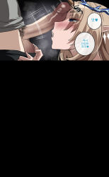 Rule 34 | 1boy, 1girl, blonde hair, blue eyes, blush, censored, commentary request, erection, eyeliner, fleurdelys (wuthering waves), from side, heart, hella p, hetero, highres, horns, korean commentary, korean text, long hair, looking at penis, makeup, male pubic hair, male rover (wuthering waves), mosaic censoring, open mouth, penis, penis on face, pubic hair, red eyeliner, rover (wuthering waves), single horn, speech bubble, spoken heart, talking, testicles, translation request, wuthering waves