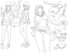 Rule 34 | bag, clothes lift, hair ornament, handbag, hat, high heels, k-project, panties, reference sheet, skirt, skirt lift, underwear, upskirt, yukizome kukuri