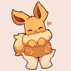 Rule 34 | absurdres, blush, closed mouth, disembodied hand, eevee, gen 1 pokemon, heart, highres, holding, holding pokemon, nintendo, pawpads, pokemon, pokemon (creature), sevi (seviyummy), smile, tongue, tongue out