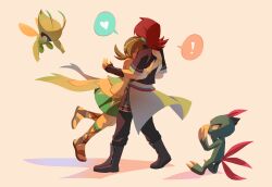 ! 1boy 1girl absurdres boots brown_hair celebi closed_eyes fairy_wings full_body gen_2_pokemon heart highres hug legendary_pokemon lyra_(pokemon) lyra_(sygna_suit)_(pokemon) mythical_pokemon nintendo official_alternate_costume pokemon pokemon_(creature) pokemon_masters_ex red_hair sandals silver_(pokemon) silver_(sygna_suit)_(pokemon) sky_leviathan sneasel spoken_heart wings