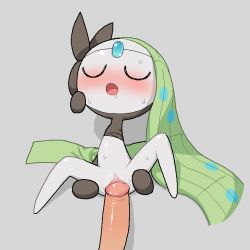 1boy 1girl black_skin blush closed_eyes colored_skin flat_chest forehead_jewel full_body gen_5_pokemon green_hair grey_background hands_on_own_thighs hetero interspecies legendary_pokemon loli long_hair lying meloetta meloetta_(aria) mythical_pokemon nintendo on_back open_mouth penis pokemon pokemon_(creature) pokephilia pussy sex shiny_skin simple_background solo_focus spread_legs sweat tosx uncensored vaginal white_skin