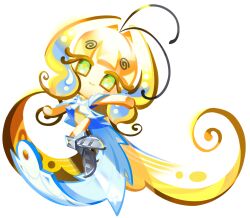 1girl antenna_hair armored_boots blonde_hair boots cookie_run cookie_run:_kingdom frilled_shirt frills game_cg green_eyes grey_boots leotard long_hair looking_at_viewer official_art shirt short_sleeves simple_background smile solo sugarfly_cookie third-party_source transparent_background very_long_hair white_shirt yellow_leotard