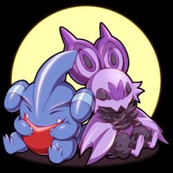 Rule 34 | 2others, closed eyes, closed mouth, commentary, dorsal fin, english commentary, fangs, fangs out, full moon, gen 4 pokemon, gen 6 pokemon, gible, moon, multiple others, nintendo, noibat, orzero (orzero husky), pokemon, pokemon (creature), shark fin, sleeping