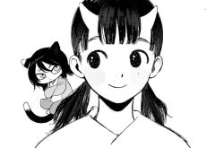 2girls dungeon_meshi frs2 inutade izutsumi monochrome multiple_girls smile tagme