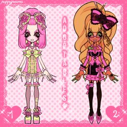adoptable animated animated_gif beads blonde_hair bow breasts dark-skinned_female dark_skin fake_nails fingernails flower ganguro gyaru gyaru_makeup hair_flower hair_ornament heart highlighter_(makeup) highres jewelry lipstick long_fingernails long_hair looking_at_viewer makeup manba_gyaru nail_polish original pink_nails puppypawns shirt smile tan very_long_fingernails