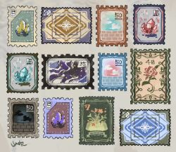 Rule 34 | brick wall, cloud, crystal, flower, highres, leaf, no humans, object focus, original, postage stamp, rose, still life, yamabuki (haruirokerria)