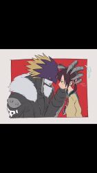 Rule 34 | ai (digimon), beelzebumon, blonde hair, digimon, digimon (creature), digimon tamers, digivice, highres, looking at another, mask
