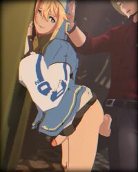 2boys 3d against_wall anal animated annussymorussy blonde_hair bridget_(guilty_gear) clothed_sex fingerless_gloves gloves green_eyes guilty_gear guilty_gear_strive hand_on_another&#039;s_head hood hood_up hoodie male_focus miniskirt multiple_boys musi_cassie penis rouge_nine sex sex_from_behind skirt sound standing standing_sex tagme testicles trap uncensored video yaoi