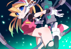 1girl anal anal_object_insertion ass black_pantyhose blonde_hair blue_eyes bottomless breasts cable ciel_(mega_man) commentary_request commission empty_eyes hacking helmet high_ponytail kaidou_zx long_hair medium_breasts mega_man_(series) mega_man_zero_(series) mind_control navel object_insertion pantyhose pink_helmet pink_shirt pixiv_commission ponytail restrained saliva shirt smoke solo tears torn_clothes torn_pantyhose vaginal vaginal_object_insertion variant_set