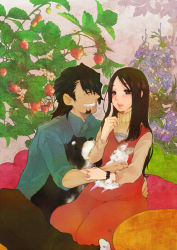 Rule 34 | 10s, 1boy, 1girl, ^ ^, brown eyes, brown hair, rabbit, cocohore, couple, dog, closed eyes, facial hair, flower, flower request, food, fruit, hetero, husband and wife, kaburagi t. kotetsu, kaburagi tomoe, long hair, short hair, strawberry, strawberry blossoms, stubble, tiger &amp; bunny