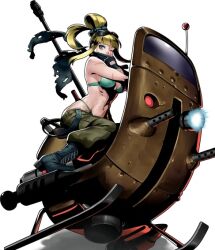 1girl artist_request breasts camouflage dragunov_(metal_slug) gun large_breasts metal_slug official_art one_eye_closed pants rifle scar sniper_rifle tagme weapon