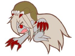 1girl blood chibi claws crossover grey_hair half-life half-life_(series) half-life_2 headcrab left_4_dead left_4_dead_2 lingerie long_hair mori_(fmm01) parody tears torn_clothes underwear witch_(left4dead) zombie