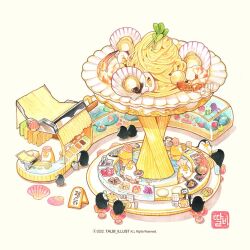 Rule 34 | 2022, animal focus, aquarium, artist name, bar stool, bird, clam, cooking, copyright notice, faucet, food, gem, menu board, no humans, octopus, on stool, original, oversized food, oversized object, pasta, pearl (gemstone), penguin, shadow, sharing food, shell, shop, shrimp, simple background, sink, sitting, spaghetti, stool, talbi, watermark, white background
