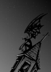 Rule 34 | 1boy, absurdres, devimon, digimon, digimon (creature), highres, horns, male focus, monochrome, solo, wings