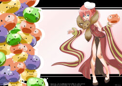 Rule 34 | 1girl, :3, animal, animal around neck, bangle, beret, blush, bow, bracelet, commentary request, copyright notice, creature, detached sleeves, dress, drops (ragnarok online), fox, full body, hair bow, hat, holding, holding creature, jewelry, john (strike-shank), marin (ragnarok online), open mouth, pelvic curtain, poporing, poring, professor (ragnarok online), ragnarok online, red bow, red dress, red sleeves, short hair, sleeveless, sleeveless dress, slime (creature), smile, solo focus, standing, striped sleeves, white hat, yellow sleeves