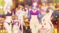 6+girls animated anime_screenshot ass back black_bra black_hair black_panties blonde_hair blue_bra blue_eyes blue_hair blue_panties bra breasts chair chiyoda_ririka cleavage collarbone convenient_censoring dark-skinned_female dark_skin floral_print glasses green_eyes green_hair groin hair_censor highres hououji_akane huge_ass indoors large_breasts long_hair looking_at_viewer looking_back makuzawa_ouka megami_no_cafe_terrace multiple_girls navel no_bra ono_shiragiku panties pants ponytail purple_bra purple_eyes purple_hair short_hair shoulder_blades sidelocks smile sound souya_moemi sparkle standing stomach tagme takasaki_mao thighs topless_female tsukishima_riho tsuruga_ami twintails underwear undressing valentina_azuma video white_bra white_panties wide_hips yoshino_hekiru