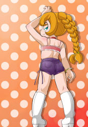 Rule 34 | blue eyes, boots, braid, knee boots, looking at viewer, marshmallow times, ookamiuo, sandy (marshmallow times), twin braids