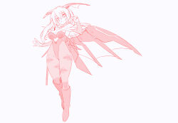 animal_print bare_shoulders bat_print boots breasts cleavage clothing_cutout cosplay cutout_above_navel darkstalkers demon_wings full_body greyscale head_wings heart_cutout ico_(megaman_x_dive) kaidou_zx long_hair low_wings mechanical_wings medium_breasts mega_man_(series) mega_man_x_(series) mega_man_x_dive monochrome morrigan_aensland morrigan_aensland_(cosplay) multiple_wings pantyhose print_pantyhose red_theme robot_girl wings
