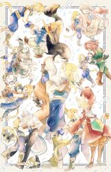 1other 3girls 5boys adelbert_steiner armor burmecian cat_earth2 dancing eiko_carol final_fantasy final_fantasy_ix freija_crescent garnet_til_alexandros_xvii hat highres kuja lifting_person long_tongue monkey_tail mouse_girl multiple_boys multiple_girls musical_note quina_quen salamander_coral smile spinning tail tongue tongue_out vivi_ornitier zidane_tribal