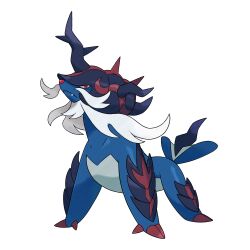 absurdres animal_focus artist_request closed_mouth fang full_body highres hisuian_samurott nintendo no_humans official_art pokemon pokemon_(creature) pokemon_focus pokemon_legends:_arceus red_eyes shell simple_background white_background