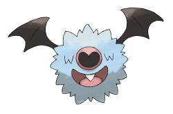 animal_focus artist_request bad_tag bat_wings full_body gen_5_pokemon hair_over_eyes highres nintendo no_humans official_art open_mouth pokemon pokemon_(creature) pokemon_bw pokemon_focus simple_background smile solo third-party_source tooth white_background wings woobat
