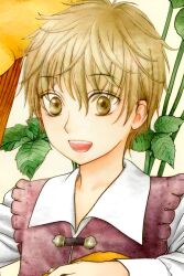 Rule 34 | 1boy, artist request, blonde hair, champignon no majo, happy, henri (champignon no majo), light novel, looking at viewer, medium hair, open mouth, smile, source request, teeth, yellow eyes