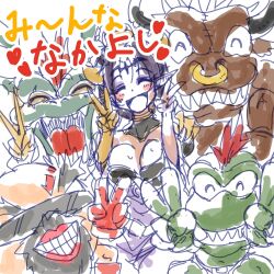 Rule 34 | breasts, demon, demon girl, digimon, digimon (creature), fallen angel, goburimon, highres, lilithmon, mark of evil, medium breasts, minotaurmon, nanimon, orgemon, smile, wings