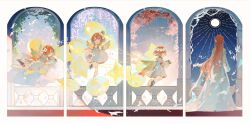 4girls absurdres ancient_greek_clothes angel_wings architecture asymmetrical_footwear black_boots blue_eyes boots chinese_commentary cloud commentary_request cross-shaped_pupils dress full_moon greco-roman_architecture greco-roman_clothes head_wreath highres honkai:_star_rail honkai_(series) long_hair mismatched_footwear mojieovo moon multiple_girls night night_sky red_hair short_hair sky smile star_balloon symbol-shaped_pupils trianne_(honkai:_star_rail) tribbie_(honkai:_star_rail) tribios_(honkai:_star_rail) trinnon_(honkai:_star_rail) white_dress winged_boots wings