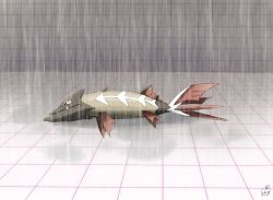 barraskewda commentary fangs fangs_out fish full_body gameplay_mechanics gen_8_pokemon glassy0302 highres lying nintendo no_humans on_floor on_side open_mouth pokemon pokemon_(creature) pokemon_focus pokemon_move rain signature solo trick_room_(pokemon)