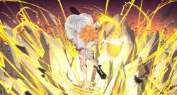 1girl absurdres black_clover blue_eyes book fire grimoire highres limn044 magic mereoleona_vermillion orange_hair short_hair