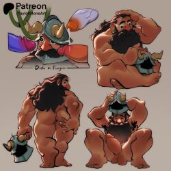 4boys absurdres ass bara beard collage completely_nude drooling dungeon_meshi dwarf erection facial_hair fake_horns full_beard full_body girthy_penis helmet highres horned_helmet horns large_penis long_beard looking_back male_focus multiple_boys muscular muscular_male mustache nude orc penis profile senshi_(dungeon_meshi) sitting standing surrounded_by_penises taylorstone_art thick_beard thick_eyebrows thick_mustache thick_thighs thighs uncensored undressing very_long_beard yaoi