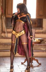 1girl black_hair breasts cleavage cosplay cosplay_photo cutecosplaygff bad_tag long_hair navel photo_(medium) real_life red_lips shoes standing stomach tharja_(fire_emblem) tharja_(fire_emblem)_(cosplay)
