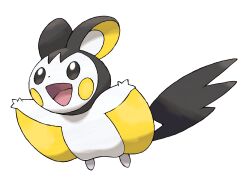 :d animal_focus artist_request dot_nose emolga full_body gen_5_pokemon highres nintendo no_humans official_art open_mouth pokemon pokemon_(creature) pokemon_bw pokemon_focus smile solo third-party_source transparent_background