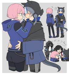 ! !! 1other 3girls arknights black_hair blue_eyes blue_hair blue_jacket blue_poison_(arknights) blush closure_(arknights) crying doctor_(arknights) glaucus_(arknights) hands_on_another&#039;s_face happy_tears hood hood_down hood_up hooded_jacket hug jacket kumamoto_aichi long_hair long_sleeves low_twintails multicolored_hair multiple_girls pink_hair pointy_ears smile streaked_hair streaming_tears t_t tearing_up tears trembling twintails yuri