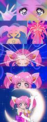 1990s_(style) bishoujo_senshi_sailor_moon eyelashes henshin highres league_of_legends linnery3 lux_(league_of_legends) magical_girl pink_hair retro_artstyle short_twintails star_(symbol) star_guardian_(league_of_legends) star_guardian_lux star_in_eye symbol_in_eye twintails