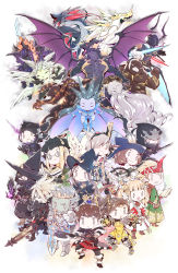 10s 6+boys 6+girls animal_ears armor astrologian_(final_fantasy) au_ra axe bahamut_(final_fantasy) bard_(final_fantasy) beard bismarck_(final_fantasy) black_mage_(final_fantasy) book cat_ears chibi cloak dark_knight dragon dragoon_(final_fantasy) elezen elf eos_(ff14) extra_arms facial_hair fairy final_fantasy final_fantasy_xiv fur_trim garuda_(final_fantasy) gun hat highres horns hyur ifrit leviathan_(final_fantasy) long_beard miqo&#039;te monk_(final_fantasy) monster monster_girl multiple_boys multiple_girls multiple_wings ninja_(final_fantasy) odin_(final_fantasy) paladin_(final_fantasy) pointy_ears ramuh ravana roegadyn scholar_(final_fantasy) shiva_(final_fantasy) staff summoner_(final_fantasy) sword time_mage titan_(final_fantasy) warrior_(final_fantasy) weapon white_mage_(final_fantasy) wings witch_hat zearyu
