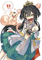 ! !! +_+ 1girl akizuwa animal animal_ears animal_hands animalization armpit_crease bra cat cat_ears cat_paws cat_tail chinese_clothes collarbone detached_collar detached_sleeves earrings floating food food_in_mouth furry furry_female grey_hair hair_between_eyes hair_ornament hairclip headpiece highres honkai:_star_rail honkai_(series) jewelry light_blush long_hair looking_at_viewer low_twintails multicolored_clothes navel orange_eyes pendant person_and_animalization short_sleeves simple_background single_earring skewer solo standing stomach tail twintails underwear yunli_(honkai:_star_rail)