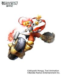 digimon digimon_(creature) digimon_new_century fire highres mask nezhamon official_art simple_background solo wheel white_background