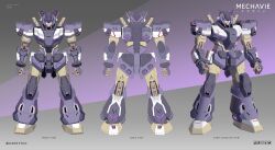 Rule 34 | absurdres, animal ears, cat ears, character name, reference sheet, clenched hands, english text, full body, harryych, highres, indie virtual youtuber, jean faymas (vtuber), mecha, multiple views, no humans, robot, second-party source, twitter username