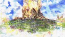 1girl 1other animated animated_gif blonde_hair character_request dithering eve_(shuumatsu_no_valkyrie) closed_eyes forked_tongue hair_ornament hair_over_breasts long_hair nude restrained screaming shuumatsu_no_valkyrie snake struggling tongue tongue_out tree very_long_hair