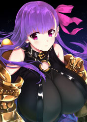 Rule 34 | 10s, 1girl, 3:, :t, bad id, bad pixiv id, belt collar, blush, bow, breasts, collar, commentary request, fate/extra, fate/extra ccc, fate/grand order, fate (series), female focus, hair bow, hair ribbon, highres, huge breasts, long hair, o-ring, o-ring top, passionlip (fate), pink bow, pink ribbon, purple hair, red eyes, ribbon, solo, tanaka kii, upper body, very long hair