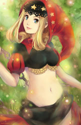 1girl asashikka blonde_hair chain crop_top female_focus hood kari_avalon midriff odin_sphere solo velvet_(odin_sphere)