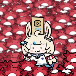 1girl blonde_hair chibi crab highres indie_virtual_youtuber sameko_saba youtube