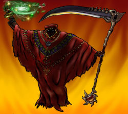 arm_up carock faceless faceless_male fire guardian_(zelda) hand_up magic nintendo no_humans standing the_legend_of_zelda white_eyes wizard wizzrobe zelda_ii:_the_adventure_of_link