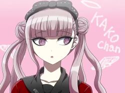 1girl animated black_bow black_hairband bow female_focus hairband long_hair matching_hair/eyes pink_background pink_eyes pink_hair simple_background solo solo_focus tagme the_hundred_line_-last_defense_academy- tsukumo_kako twintails video