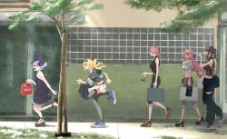 Rule 34 | 5girls, absurdres, ahoge, alternate costume, alternate hair length, alternate hairstyle, animal ears, bag, baggy pants, bird girl, black choker, black dress, black hair, black hairband, black horns, black nails, black pants, black shirt, black shoes, blonde hair, blue eyes, blue shoes, blush, bracelet, braid, braided bangs, brand name imitation, breasts, brown shoes, candy, casual, choker, closed eyes, clothing cutout, coffee, comb, commentary, cropped shirt, cup, day, demon horns, dress, drinking straw, earrings, flat chest, food, frilled dress, frilled pants, frilled sleeves, frills, full body, green shirt, grey choker, grey hair, grey pants, grey sandals, grey shirt, grey thighhighs, hair ornament, hairband, hairclip, hakui koyori, half up braid, handbag, happy, head wings, high heels, highres, holding, holding bag, holding candy, holding cup, holding food, hololive, holox, horns, iced coffee, jewelry, kazama iroha, la+ darknesss, leg cutout, long hair, medium breasts, medium hair, midriff, miniskirt, multicolored hair, multicolored horns, multiple girls, nail polish, nintendo switch 2, o mochi (lweaw7msgx1900), off-shoulder shirt, off shoulder, open mouth, outdoors, pants, pink hair, platform sandals, ponytail, profile, purple-tinted eyewear, purple eyes, purple hair, purple horns, purple nails, red eyes, round eyewear, running, sakamata chloe, sandals, shirt, shoes, shopping bag, short hair, skirt, sleeveless, sleeveless dress, sleeveless shirt, smile, sneakers, streaked hair, striped horns, sunglasses, sunlight, takane lui, thighhighs, tinted eyewear, toenail polish, toenails, torn clothes, torn skirt, tree, triangle earrings, two-tone hair, two-tone horns, two-tone shirt, virtual youtuber, walking, white shirt, white skirt, wings, wolf ears, wolf girl, wristband, x hair ornament