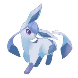Rule 34 | blue eyes, closed mouth, full body, gen 4 pokemon, glaceon, nintendo, no humans, pokemon, pokemon (creature), simple background, smile, solo, sorashiramu, twitter username, white background