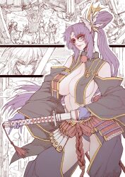 1girl ass breasts cleavage eyelashes fate/grand_order fate_(series) glasses gloves green_eyes highres jun_wu_mo large_breasts legs long_hair looking_at_viewer red-framed_eyewear smile thick_thighs thighs
